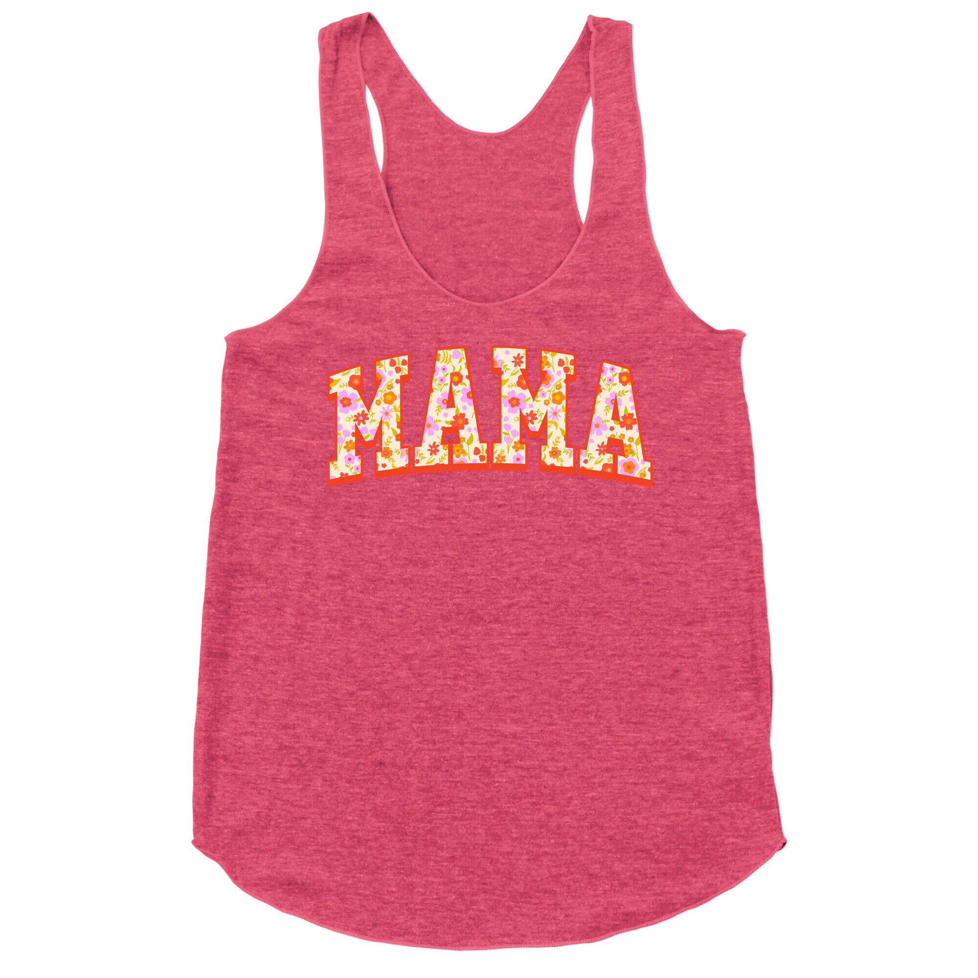 Floral Mama Text Racerback Tank